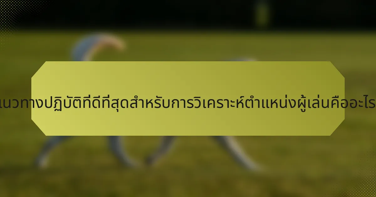 แนวทางปฏิบัติที่ดีที่สุดสำหรับการวิเคราะห์ตำแหน่งผู้เล่นคืออะไร?
